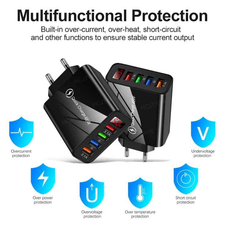 TONHA%2048W%20Quick%20Charger%203.0%20Fast%20Charge%204%20Port%20USB%20Wall%20Plug%203.1A%20Digital%20Display%20Fast%20Charger%20Adapter%20UK/EU/US%20Plug%20Wall%20Charger%20Wall%20Adapter%20For%20Huawei%20Samsung%20Vivo%20Oppo%20Xiaomi%20iPhone%20Honor%20Realme%20OnePlus%20-%20Image%209