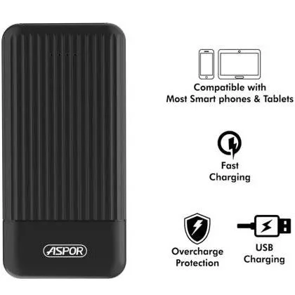 ASPOR Power bank 10000mah , Aspor A323 Power Bank 10000mAh / 2 Input 2 Output