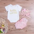 3Pcs Clothes Set!! Newborn Baby Girls Romper Jumpsuit Shorts Pants Outfit+Headband. 