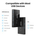 UGREEN USB 3.0 Sharing Switch Selector 4 Port 2 Computers Peripheral Switcher Adapter Hub for PC, Printer, Scanner, Mouse, Keyboard with One Button Swapping and 2 Pack USB Male Cable. 