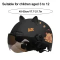 Cute Capybara Sticker Electric Bicycle Helmet Sunscreen Breathable Cycling Helmet with 3D Cat Ears Safety Motorcycle Half Helmet for Kids. 