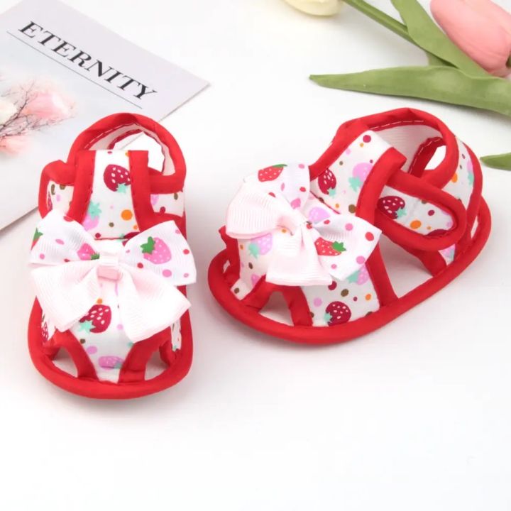 Baby%20Girls%20Soft%20Shoes%20Flat%20First%20Walkers%20Bowknot%20Strawberry%20Floral%20Print%20Princess%20Sandals%200-12M%20-%20Image%203