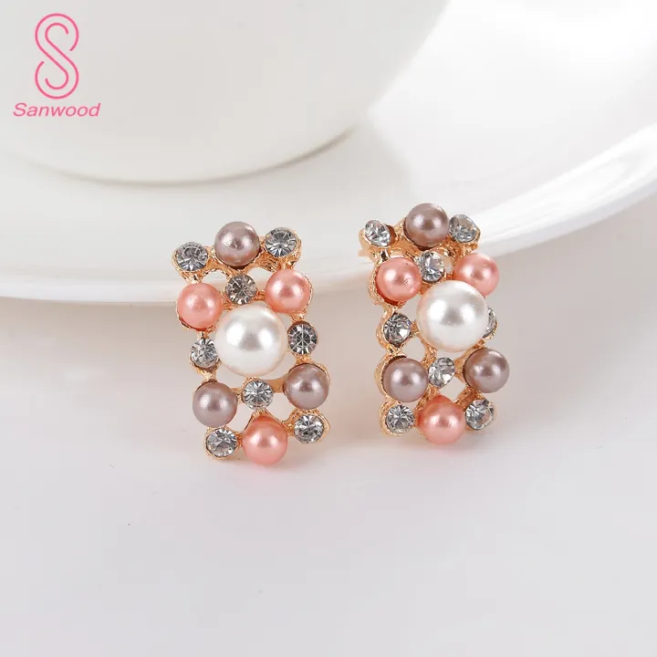 2Pcs%20Women%20Fashion%20Faux%20Pearl%20Rhinestone%20Inlaid%20Necklace%20Earrings%20Jewelry%20Set%20-%20Image%209