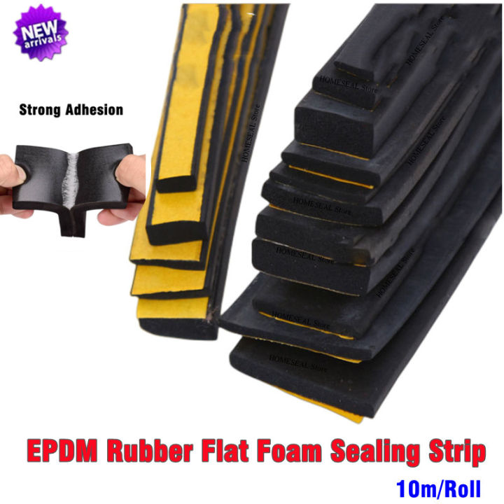 EVA Foam Seal Strip 2M/10M Self-Adhesive Weatherproof Gasket – Anti-Collision & Soundproof, Width 10-30mm, Thickness 2-20mm (10mm X 10mm X 2m, Black)