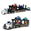 1/48 Remote Control Car Double-layer Transporter Truck with 4 Small Cars RC Truck Playset Toys for Boys Girls Kids Birthday Gift. 