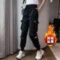 Black Cargo Pants Female Summer Slimming Student Korean Style Ankle-Banded Casual Pants Loose Versatile Sports Pants22New. 