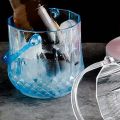 Ice Bucket Plastic Ice Bucket with Handle Acrylic Transparent-Blue. 