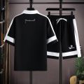 Sportswear Suit Men's Summer New Fashion WaffleTT-shirtpoloSuit Two-Piece Handsome Match. 