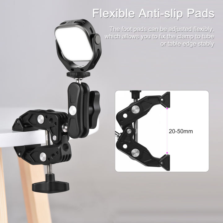 Multi-functional%20Super%20Clamp%20Aluminum%20Alloy%20with%20Dual%20360%C2%B0%20Rotatable%20Ballhead%201/4%20Inch%20Screw%20Connection%201/4%20Inch%20&%203/8%20Inch%20Threads%201.5kg%20Load%20Bearing%20-%20Image%2010