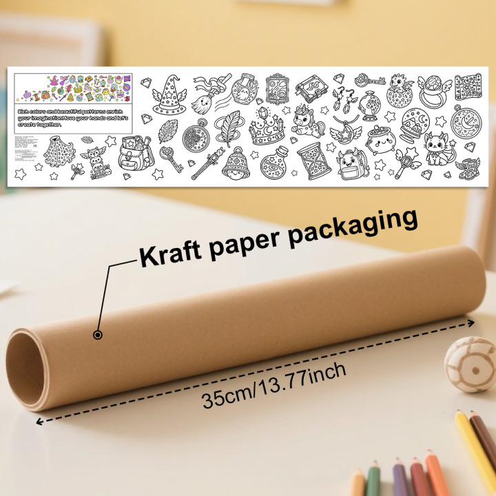 Paper Rol Pattern Children Drawing Roll DIY Cute Cartoon pattern Color Filling Paper ...