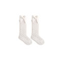 【Fullyoung_520 Store】I Love Summer Kids Knee High Socks Baby Girls Boys Bowknot Long Soft Cotton Breathable Toddler Hollow Out Socks 0-3Y. 