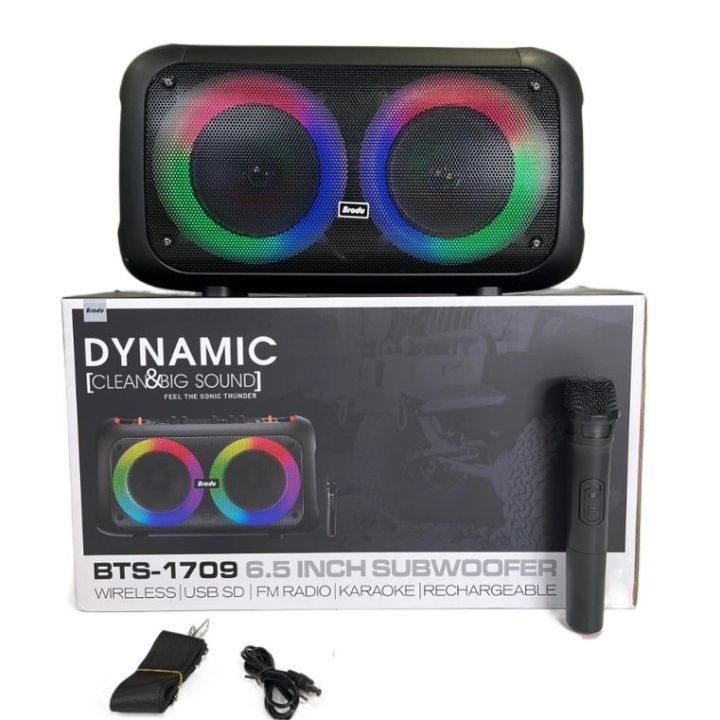 Brodu%20BTS-1709%20Bass%20Portable%20Subwoofer%20Bluetooth%20Karaoke%20Speaker%20with%20Wireless%20MIC%20Big%20Sound/Dynamic%206.5%20Inch%20Speaker%20Dual%20Subwoofer%20-%20Image%206