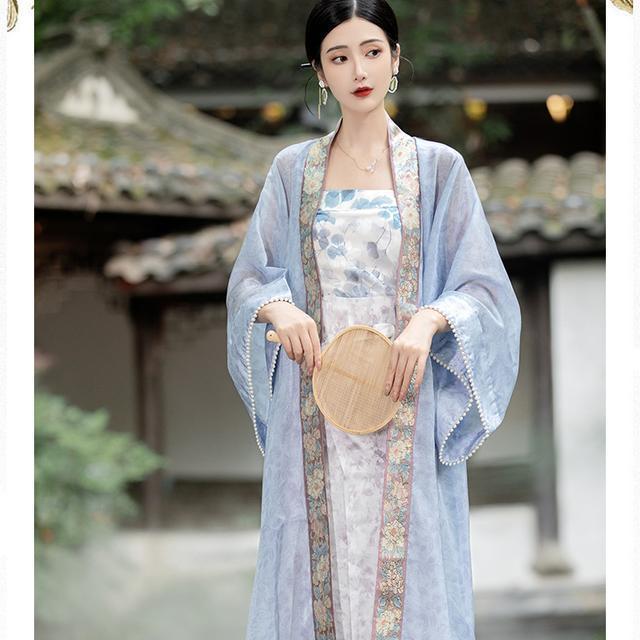 Song-Made Changgan Outer Beizi Long-Spinning Skirt Tube Top Suit Daily Hanfu Women's National Style Fairy Ancient Style Improved Jacket and Dress