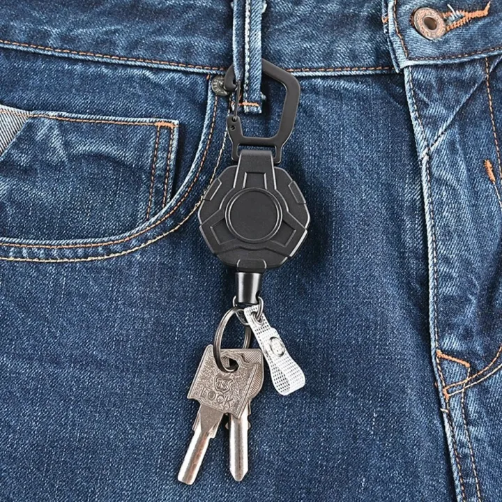 Fnb Rope Key Holder Retractable Return Hiking Anti-theft Cycling Buckle Telescopic Key Rope ...