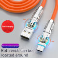 BlueWow Dual Rotating 1M Fast Charging Data Cable Rotating Head Flexible Design to Charge Your Phone Quickly and Suitable for Micro Usb Type C Fast Charging Data Cable. 