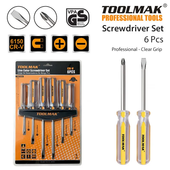 Professional Magnetic Screwdriver Set - 6 pieces - Line Grip - TOOLMAK