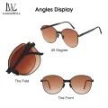 LouisWill Foldable Sunglasses Women's Alloy Sunglasses Large Frame Sunglasses Collapsible Ultralight Folding Sunglasses In Round Packaging Handbag  Outdoor Travel UV400 Sunglasses. 