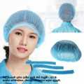 100 Pcs Disposable Bouffant Caps ,21inches Hair Net Elastic Dust Cap for Food Service, Sleeping Head Cover (Blue). 