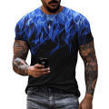 Colorful Flame Graphic 3D Printing Summer Men's Short Sleeved T-shirt O-neck Street Fashion Oversized Casual Top. 