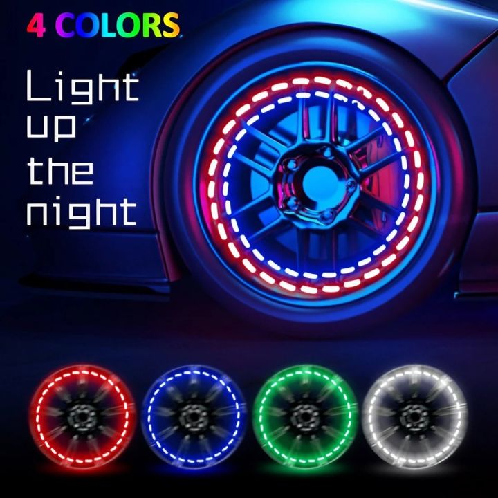 4 LED 13 Mode Car Auto Waterproof Solar Energy Flash Wheel Tire Rim Led ...