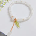 【Good sharing!】Guofeng New Chinese Style Bamboo Bracelet Female Girlfriend Couple High-grade Imitation Hetian Jade White Jade High-rise Bamboo Leaf Bracelet. 