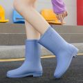 Mid-Calf Rain Boots Women's Fashion Outerwear Korean Rain Boots Anti-Slip Rain Boots Kitchen Work Car Wash Waterproof Rubber Shoes. 