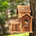 Bird House Wooden Bird Houses for Outside Hanging, 6 Hole Handmade Natural Bird House. 