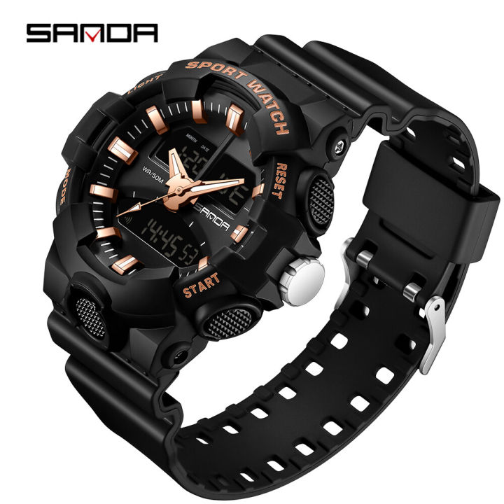 【Miga Plaza】 Men Watch Dual Display LED Digital Watch Luxury Military Quartz Watches 3130-8