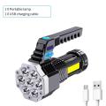Portable 7 LED FlashLight COB Side Lights USB Rechargeable 4 Modes Torch With Power Display Outdoor Waterproof Emergency Lamp. 