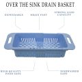 Kitchen Expandable Sink Strainer Drain Vegetable Fruit Drainer Basket Space Saving Washing Shelf Strain Rack Kitchen Organizer. 