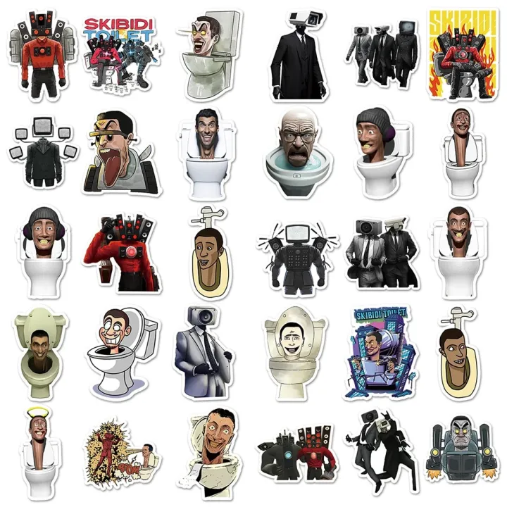NEW%2010/30/60Pcs%20Funny%20Game%20Skibidi%20Toilet%20Anime%20Stickers%20Graffiti%20Notebook%20Suitcase%20Vinyl%20Waterproof%20Decals%20Sticker%20for%20Kid%20Toy%20Gift%20-%20Image%206