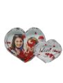 Valentine's Day Heart Shape Photo Frame with Glitter Hearts 3D Effect 9.6 cm Decorates Any Table for Valentine's Day. 