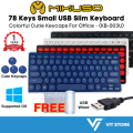 MIKUSO KB-003U Colorful Cute Small USB Keyboard | 78 Keys Wired Slim Portable Office Laptop PC Mini Keyboards Keybord. 