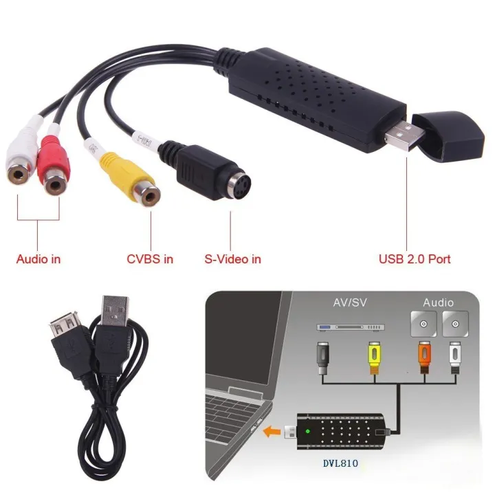 2021 NEW Easycap USB 2.0 Easy Cap Video TV DVD VHS DVR Capture Adapter Easier Cap USB Video Capture Device support Win 10