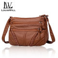 LouisWill Crossbody Shoulder Bag Soft Leather Bag women Fashion Simple European American Trend Retro Multi-pocket Large Capacity Water Resistant Sling Bag. 