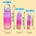 3pcs Water Bottle Colourful 2000ml 900ml 300ml 3 in 1 (LSW). 