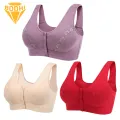 Women Wireless Brassiere Comfortable Wireless Front Closure Sport Bra for Mid-aged Women Lace Splicing Removable Pads Ideal for Southeast Asian Buyers Women Front Button Fastening Bra. 