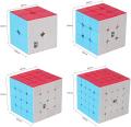 Set of 4 High Speed Stickerless QY Cube Combination Play Set (2x2 Cube 3x3 Cube 4x4 Cube 5x5 Cube). 