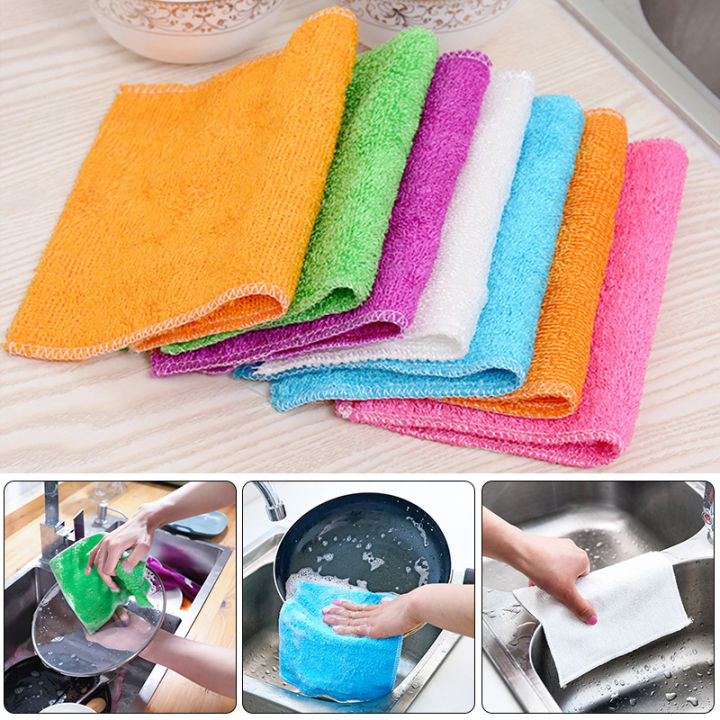 Kitchen Rag Material Kitchen Anti-Grease Wipping Rags Efficient Bamboo Fiber Cleaning Cloth ...