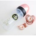 240ml Rose Gold Baby Bottle And Pacifier Set With Chain Clip 26 Letters Bling Pacifier Kit BPA Free. 