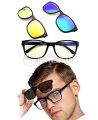 Magic Vision Stylish Sunglass With Quick-change Magnet Lenses 5 Different Colors/5 in 1 Magic Vision HD glasses Changeable Magnet Clip On Sunglasses. 