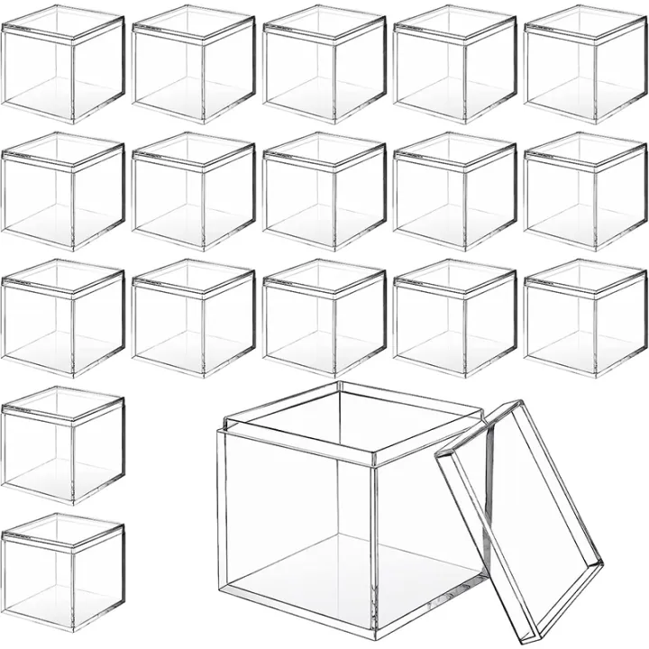 12 Pack Boxes Clear Cube Small Square Storage Box Box With Lid Display ...