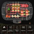 Smokeless Portable BBQ Indoor Barbecue Electric Grill w/Drip Tray Adjustable Temperature Control, 2000W High Power BBQ Tool for Cooking/Roasting Meats, Fishes, Seafood, Vegetables. 