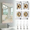 【BestGO】4x Frameless Unframed Bathroom Mirror Glass Wall Hanging Fixing Kit Clips Chrome. 