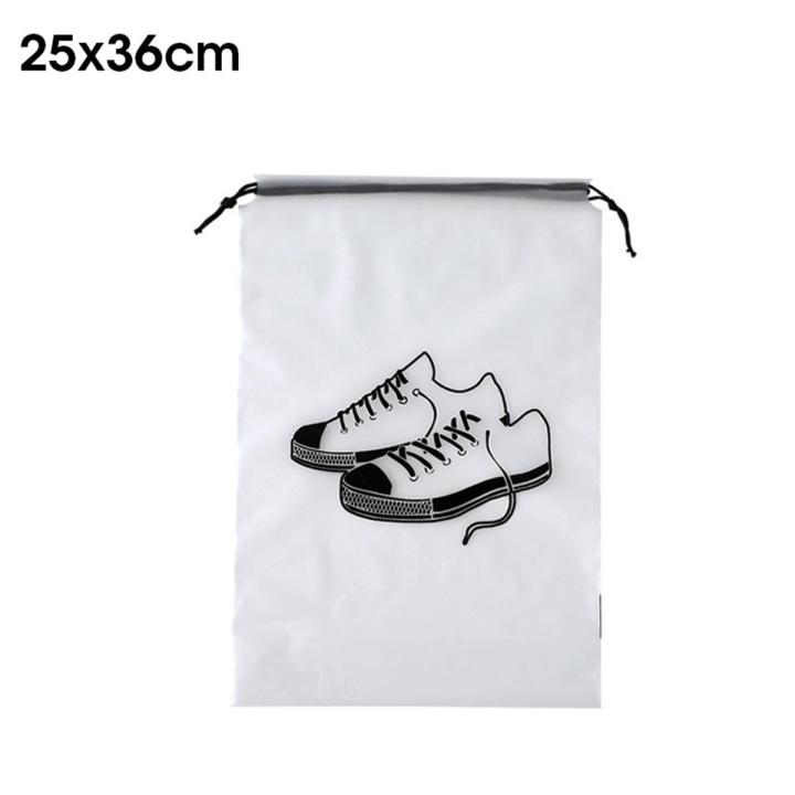 1Pc Shoes Bags Plastic Storage Tote Bags with Drawstring Reusable Frosted Pouch Transparent Waterproof Travel Shoes Organizers