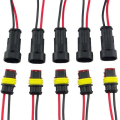 5 Pair AMP Electrical Connector Plug 2 Pin Electrical Connectors Car Connectors with Cable for Motorcycle, Scooter Marine. 