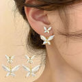 1Pair Korean Style White Glaze Butterfly Pendant Earrings For Women Fashion Attractive Earrings Party Jewelry Birthday Gift. 