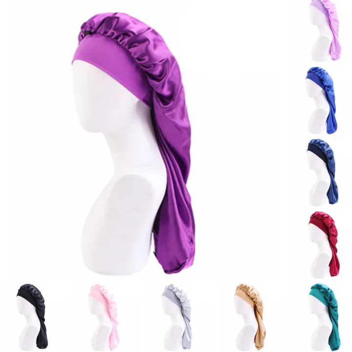 Sleeping%20Bonnet%20Faux%20Satin%20Solid%20Color%20Long%20Lady%20Shower%20Hat%20-%20Image%207