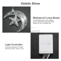 Auoyo LED Curtain Light Curtain String Light Star Curtain Light Moon Lighting String Twinkle Window Lights 3.5M Curtain Lights Transparent Strand 8 Modes Waterproof Crescents and Stars Lights for Indoor Outdoor Home Decorative EU Plug. 