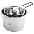 2-Pack Stainless Steel Double Boiler, Heat-Resistant Handle for Chocolate, Butter, Cheese, Caramel and Candy- Steel Melting Pot, 2 Cup Capacity, Universal Pad. 